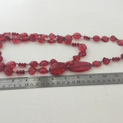 Red long beaded fashion necklace