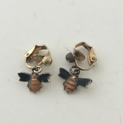 Vintage bee clip on earrings