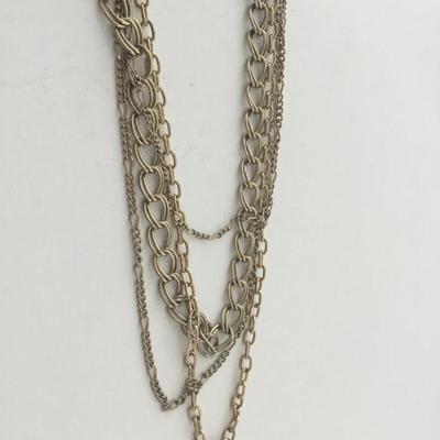 Gold tone multilayer fashion necklace