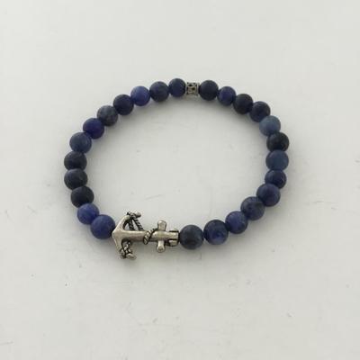 Blue beaded stretchy fashion bracelet