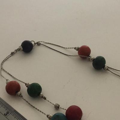 Colorful beaded extra long necklace