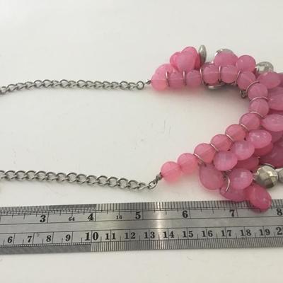Pink silver tone statement necklace