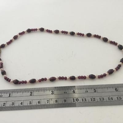 Red beaded vintage clasp collar necklace