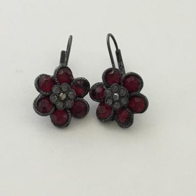 Unmarked red floral earrings