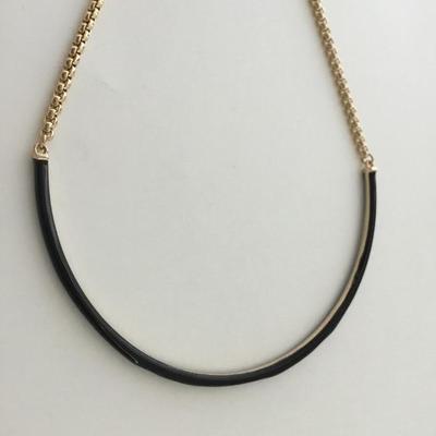 Gold tone black fashion choker necklace