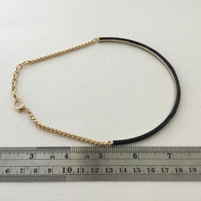 Gold tone black fashion choker necklace