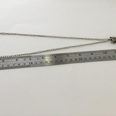 Unmarked silver tone vintage clasp owl necklace