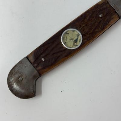 WWII era 1940s Japanese Wood Handle Knife w/Compass