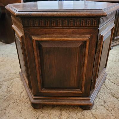 Pair of Solid Wood Hexagonal End Tables (LR-EL)