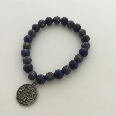 Zodiac sign charm heavy beaded stretchy bracelet
