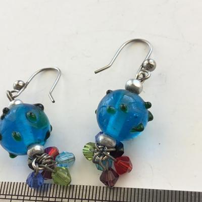 Blue beaded unique earrings