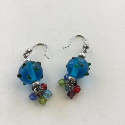 Blue beaded unique earrings