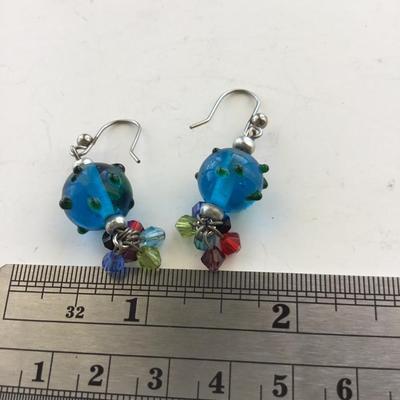 Blue beaded unique earrings