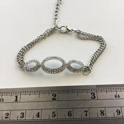 Silver tone fashion rhinestone bracelet
