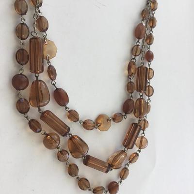 BR marked light brown multilayer fashion necklace