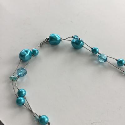 Unmarked blue long wrap around beautiful necklace