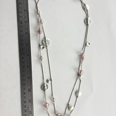 Light pink long fashion necklace