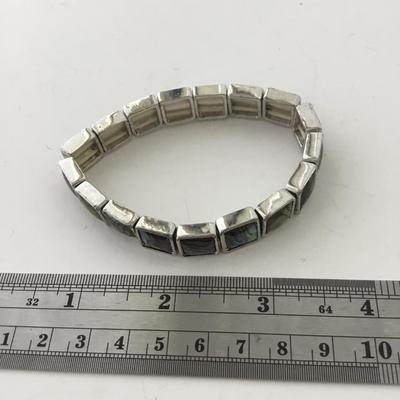 Silver tone stretchy colorful bracelet
