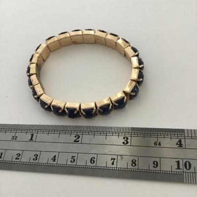 Gold tone blue stretchy fashion bracelet