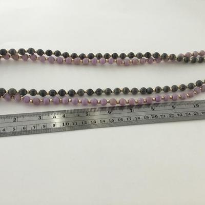 Gray and purple beaded fashion necklace