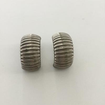 Silver tone clip on statement earrings