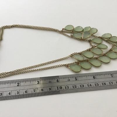 Beautiful gold tone green double layer fashion necklace