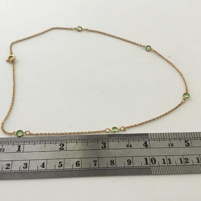 Gold tone green collar necklace