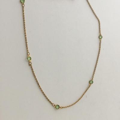 Gold tone green collar necklace