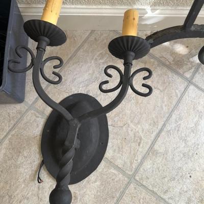 Cast Iron style chandelier and sconce set