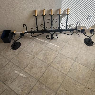 Cast Iron style chandelier and sconce set