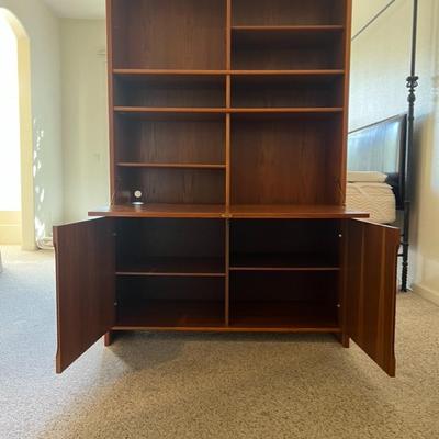 Wooden Desk Bookshelf Combo