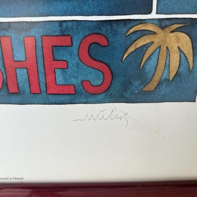 Framed Aloha Shirt Fishes Art