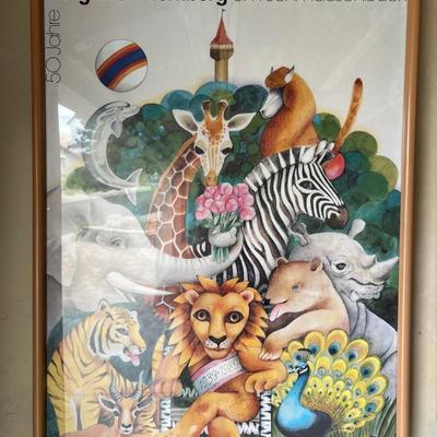Framed Tiergarten Nurnberg Animal Art