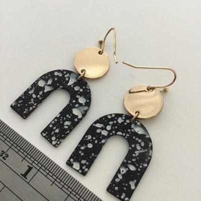 Gold tone black fashion earrings