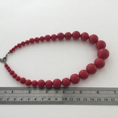 Red beaded statement necklace