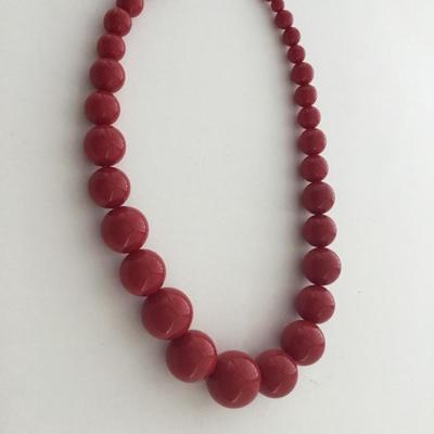 Red beaded statement necklace