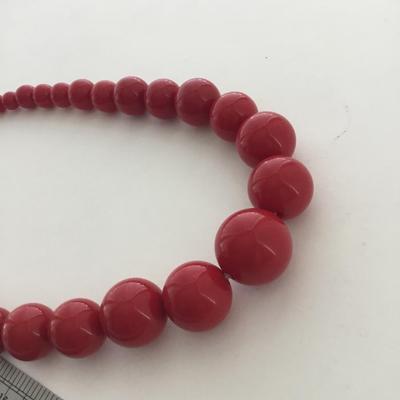 Red beaded statement necklace