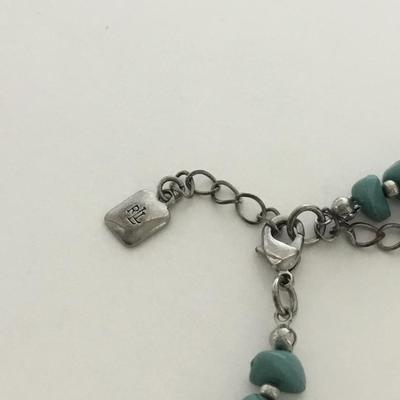 RLL. Marked blue turquoise type beaded unique necklace