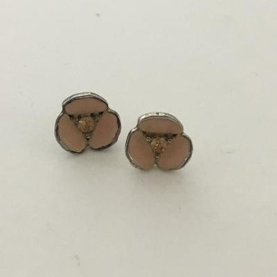 Pink flower stud earrings