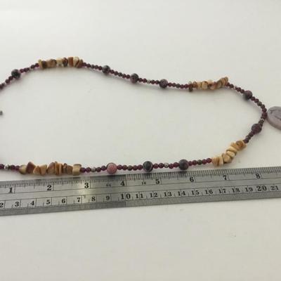 Beautiful unique beaded stone type pendant necklace