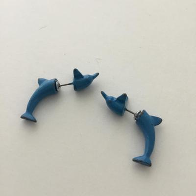Blue dolphin unique earrings