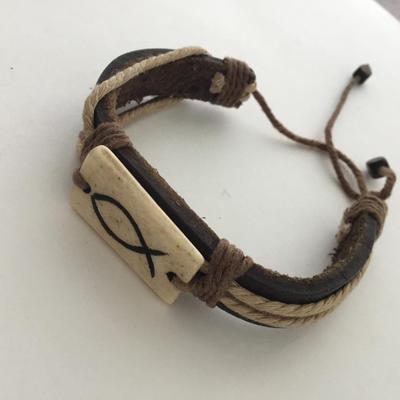 Faux leather fish charm fashion bracelet