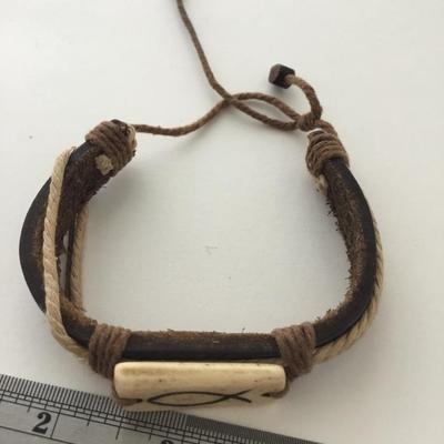 Faux leather fish charm fashion bracelet