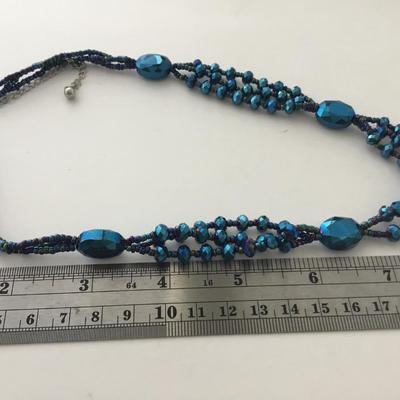 Blue beaded unique unmarked necklace