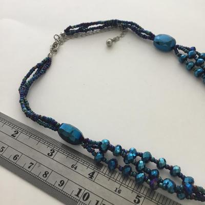 Blue beaded unique unmarked necklace