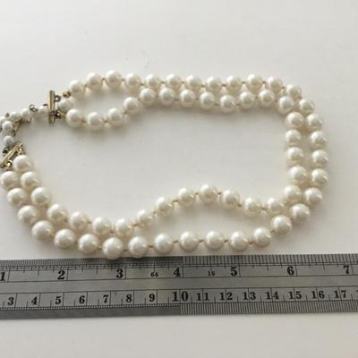 Vintage faux pearl double layer collar necklace