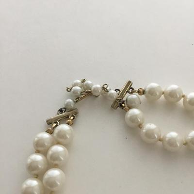 Vintage faux pearl double layer collar necklace