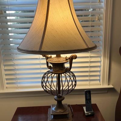 Matching Pair of Black Metal Base Lamps (B1)