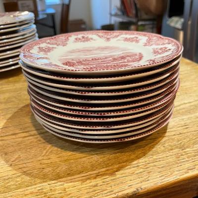 Pink Britain Castles 8" Salad Plates Set of 12 9K0