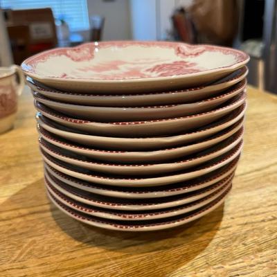 Pink Britain Castles Set of 12 Saucers (K)